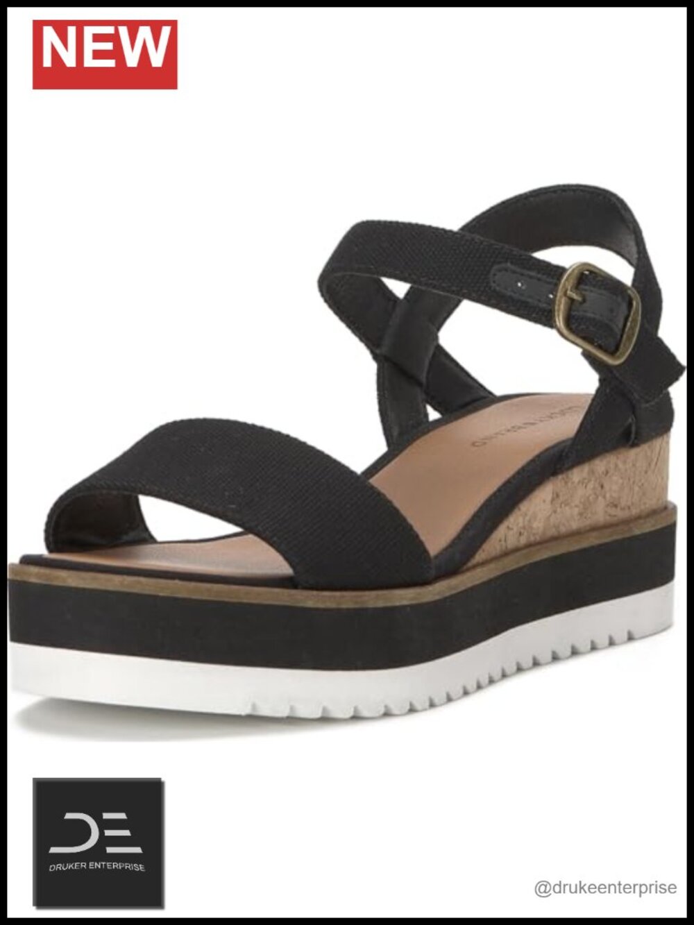 Lucky Brand Temay Platform Wedge Sandals Ankle Strap Cork Heel Women's Shoes